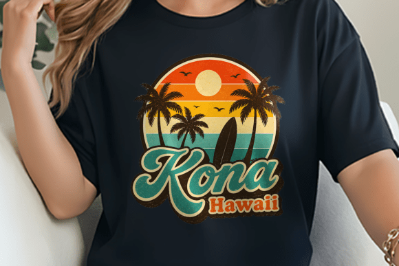 Download Kona Hawaii Vintage Sunset Palm Tree PNG - Premium Bundle