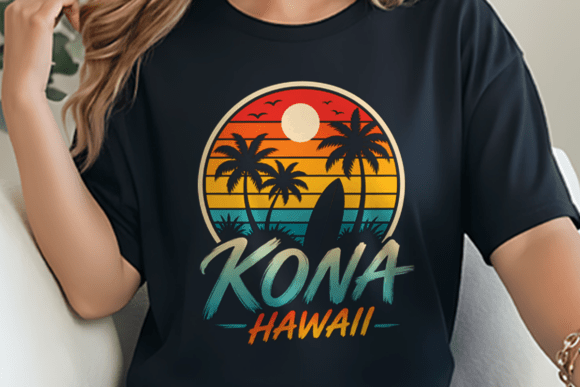 Download Kona Hawaii Surf Retro Circle Sunset PNG - Premium Bundle